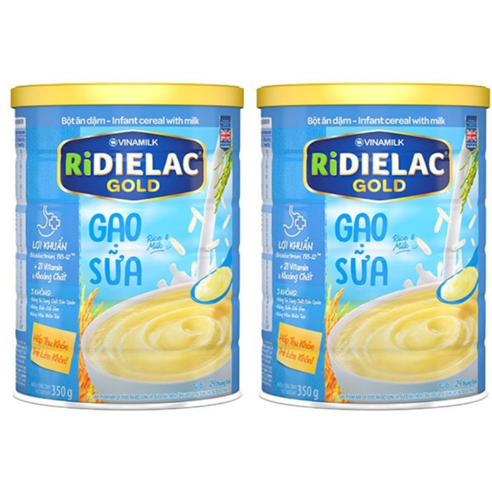 Combo 2 hộp BỘT ĂN DẶM 
RIDIELAC GOLD GẠO SỮA -
 HỘP THIẾC 350G