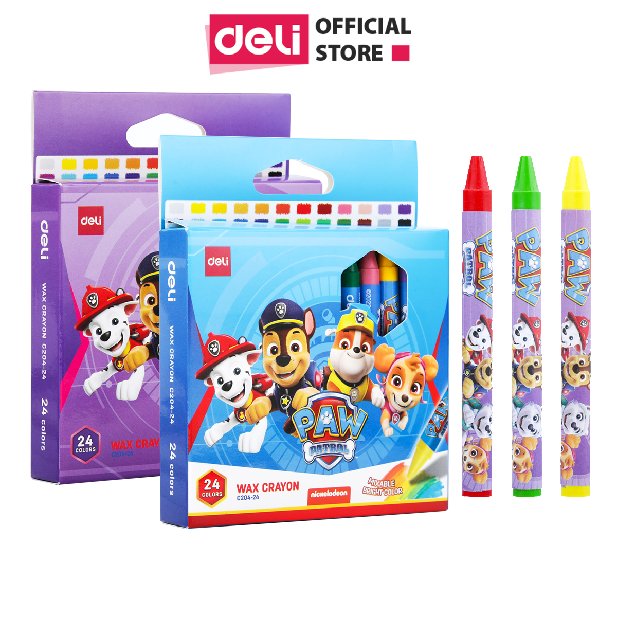 Bút Sáp Màu Paw Patrol Deli Cho Bé Tô Màu Vẽ Tranh Cho Bé Tới Trường - Màu Mịn Sắc Nét An Toàn Cho Trẻ - EC204