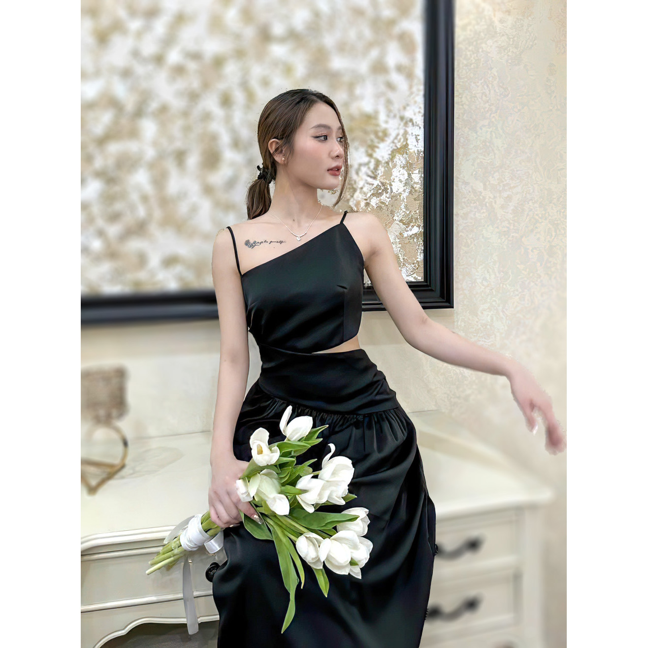 Đầm 2 dây Mina thiết kế dáng xoè quyến rũ chất liệu Cotton - MN225