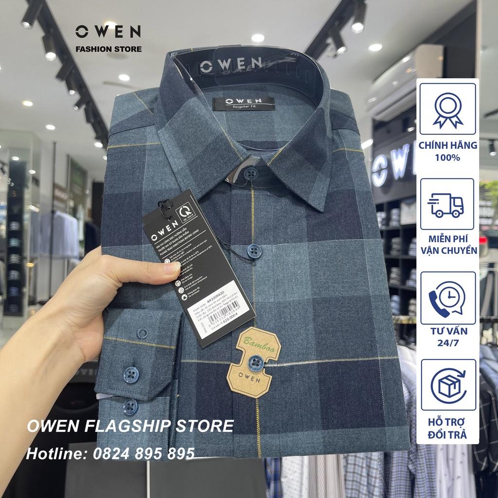 Áo Sơ mi Owen nam dài tay không túi dáng Regular mềm mịn mát Mã AR220942D