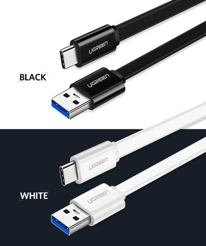 Ugreen UG10696US172TK 0.5M màu đen Cáp USB TypeC sang USB 3.0 cáp dẹt - HÀNG CHÍNH HÃNG