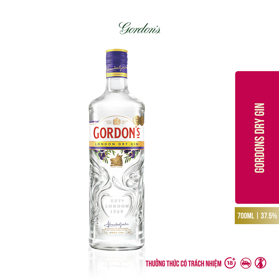 {Freeship 50K} Rượu Gordons Dry Gin 37.5% 700Ml - Rượu Gin Hương Vị Trái Cây, Thảo Mộc Tươi Mát [Không hộp]
