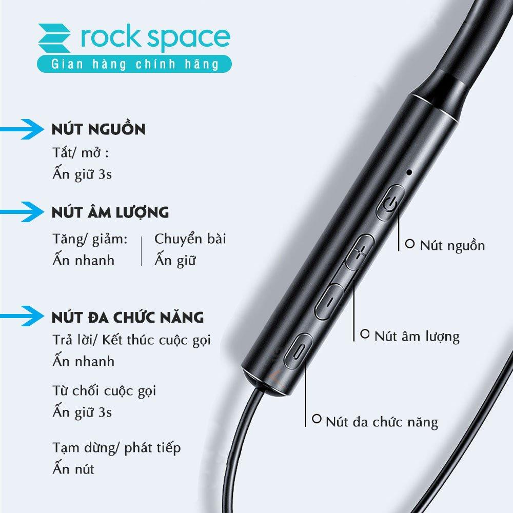 Tai nghe bluetooth không dây thể thao Rockspace B5 dành cho chạy bộ, tập GYM, thiết kế nhét tai, có micro, Pin 10 tiếng - Hàng chính hãng