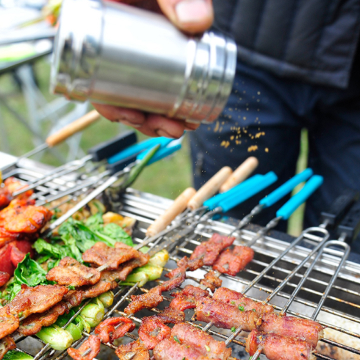 Bếp nướng BBQ ngoài trời dã ngoại nướng than hoa inox có thể gấp gọn chân cao xếp kèm phụ kiện - Hàng chính hãng