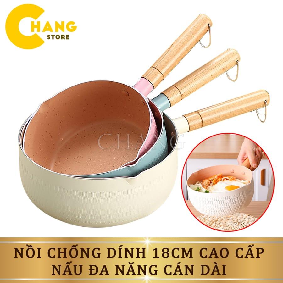 Nồi Nấu Bột Chống Dính, Quánh Sữa Chống Dính Cho Bé Ăn Dặm Đường Kính 18cm Dùng Cho Mọi Loại Bếp