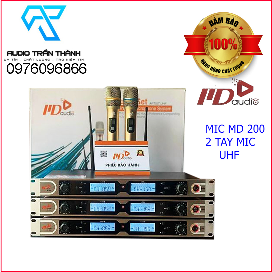 Micro không dây MD 200i cao cấp chính hãng CMAUDIO hàng nhập khẩu 2023 - Tặng kèm sạc pin + 4 viên pin gắn mic 1200 mah