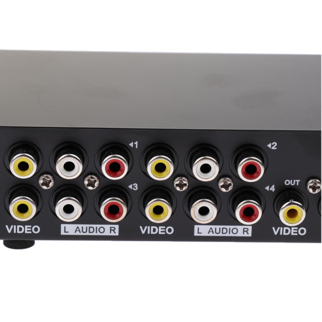 4Port RCA Video Audio AV Switch Switcher Selector 4 in 1 Out TV Splitter Box