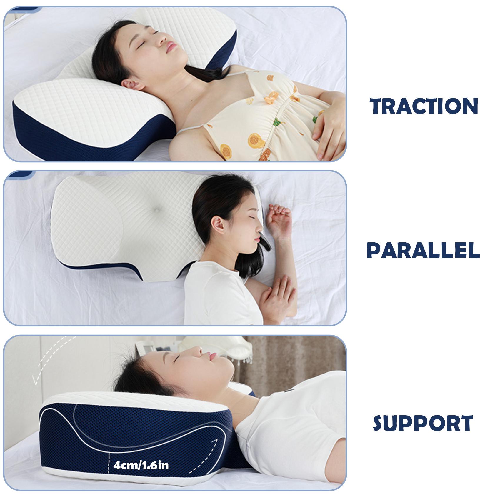 Contour Memory Foam Pillow with Washable Silk-Pillowcase Orthopedic Ergonomic Cervical Sleeping Pillow