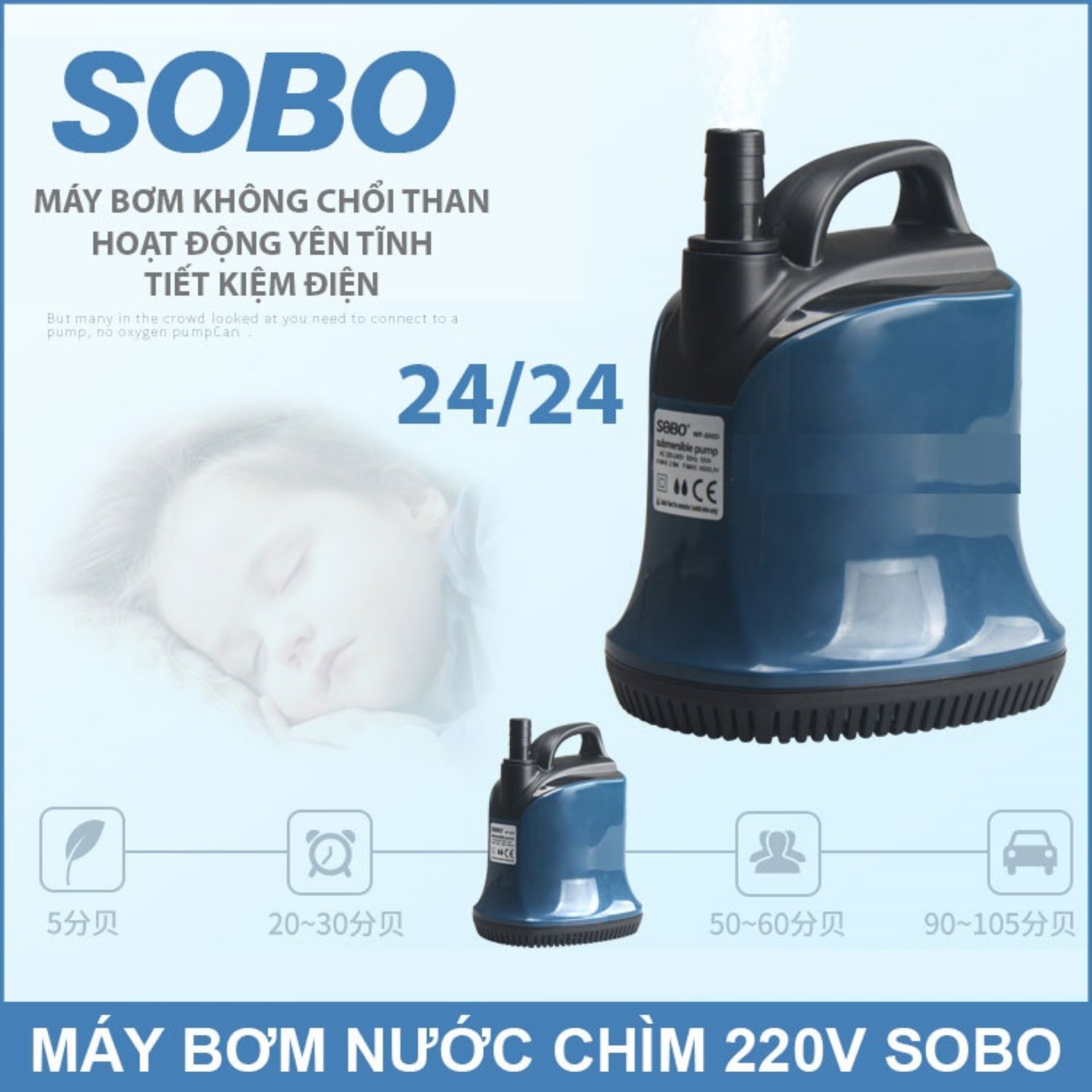 Máy bơm hút cặn đáy hồ cá SOBO WP 200D
