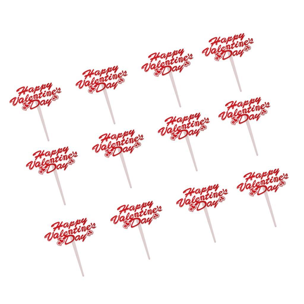 12pcs Happy Valentine's Day Cupcake Topper Cake Picks Party Cake Decorations