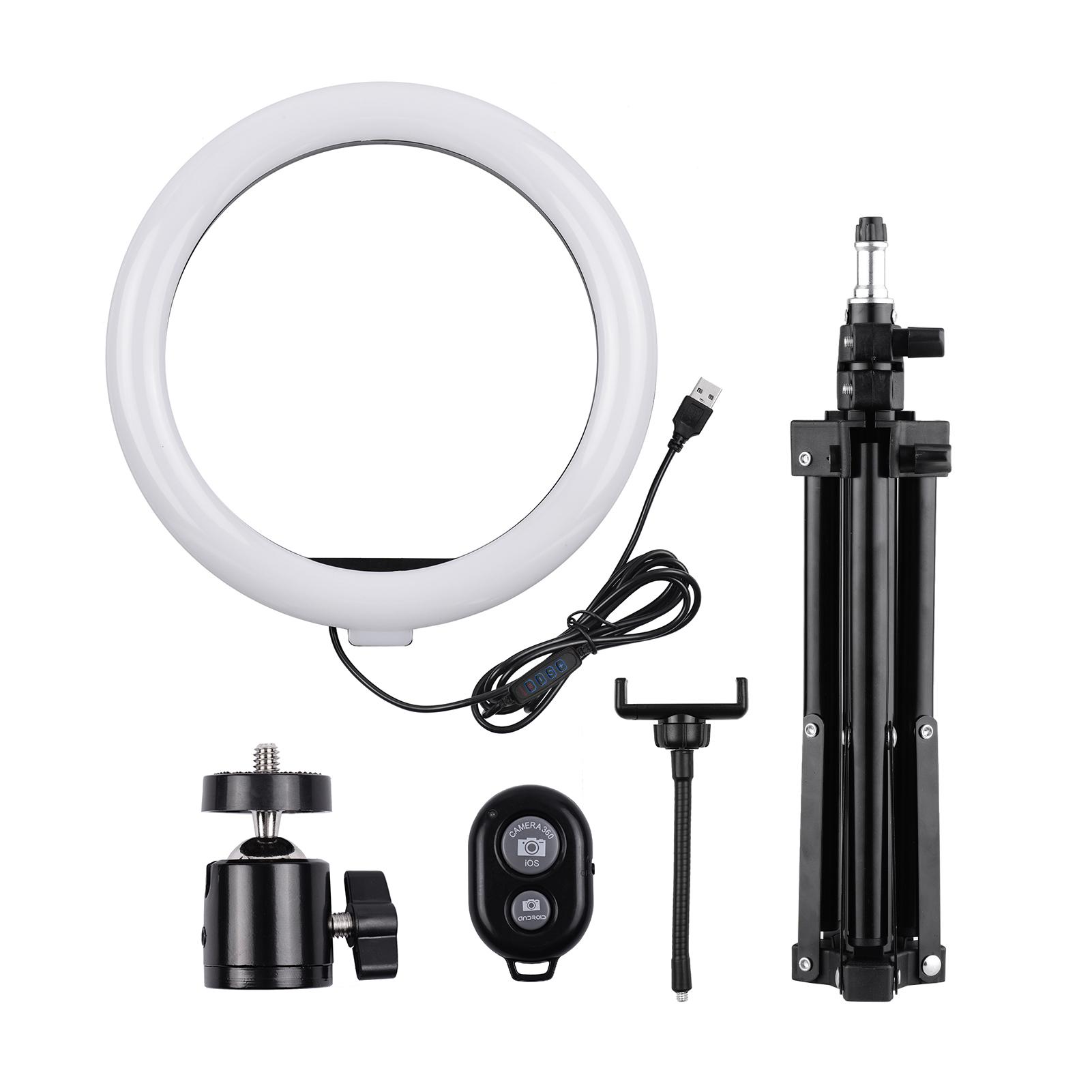 Bộ đèn chụp ảnh 10 inch LED Ring Light Bộ đèn chụp ảnh Bi-color 3000-6000K Có thể điều chỉnh độ sáng vô cấp với giá đỡ điện thoại chân máy từ xa