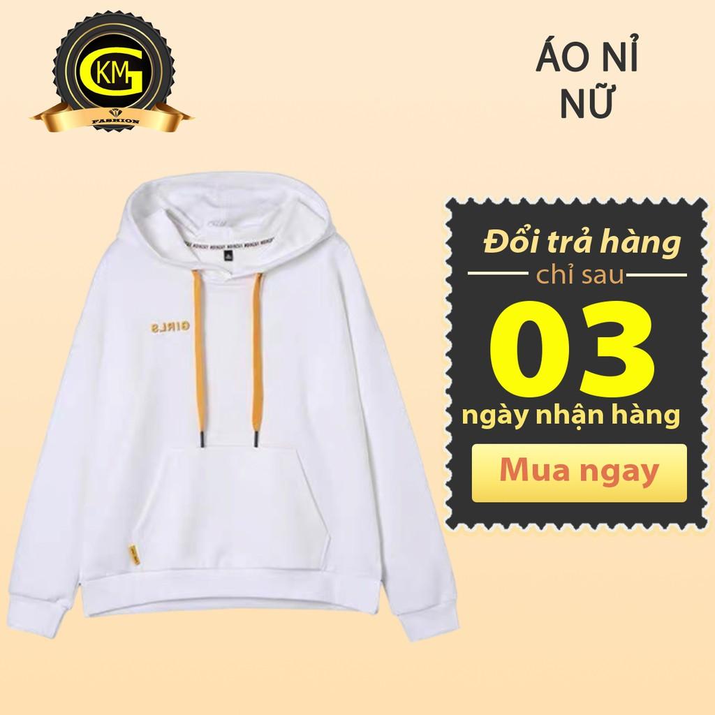 Áo nỉ nữ thêu chữ girl túi trước trẻ trung