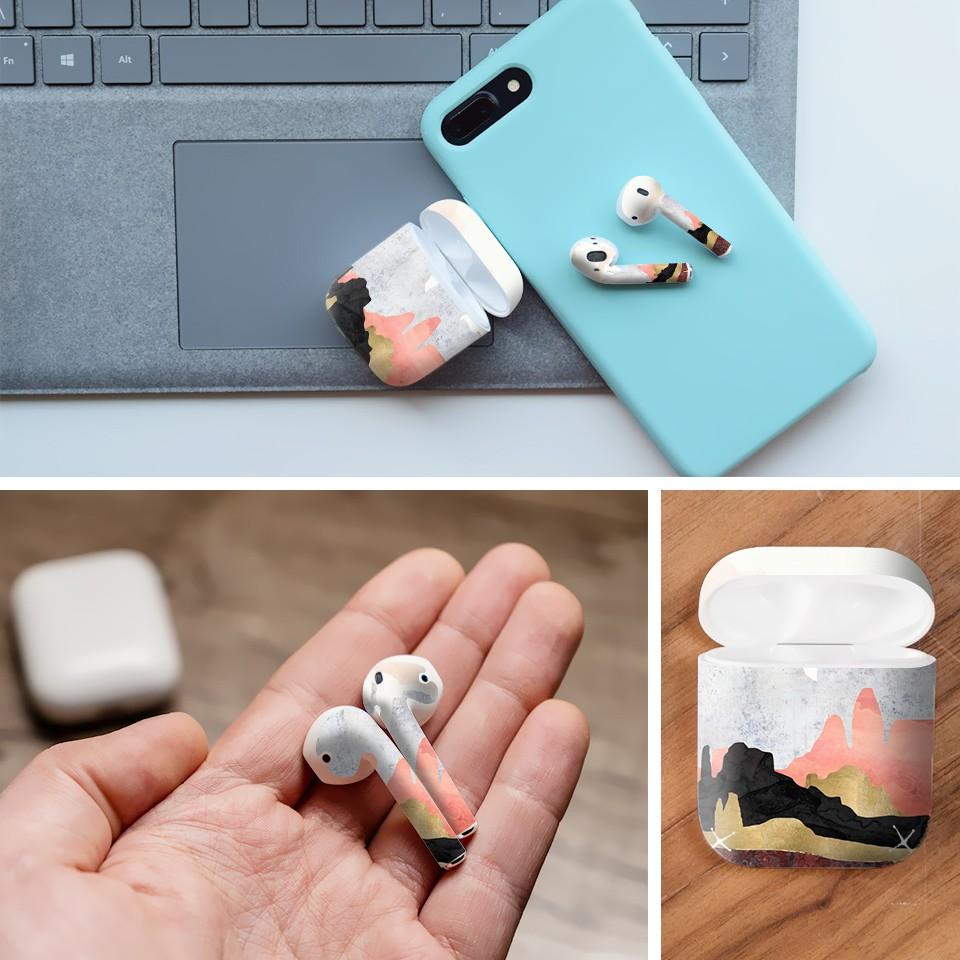 Miếng dán skin cho AirPods in hình giả sơn mài - GSM159