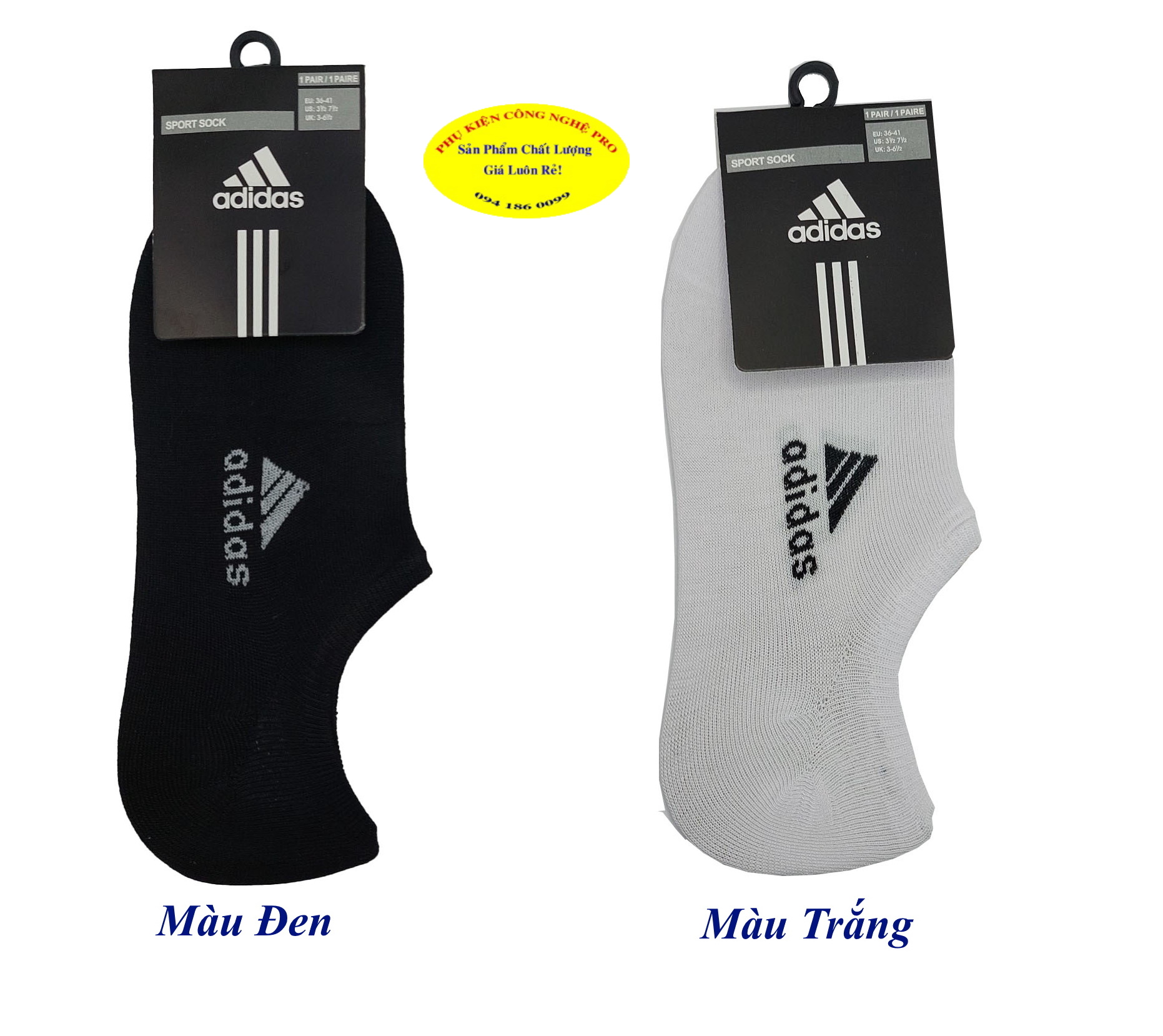 Tất Vớ lười Nam In chữ adidas Chất liệu thun cotton co giãn, Thấm hút mồ hôi, Bảo vệ đôi chân Sport sock