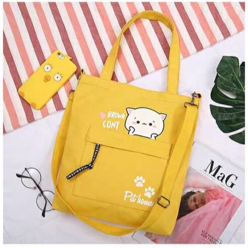 Túi Tote Kẹp Nách Túi Vải Túi Tote Mèo Cony Ulzzang