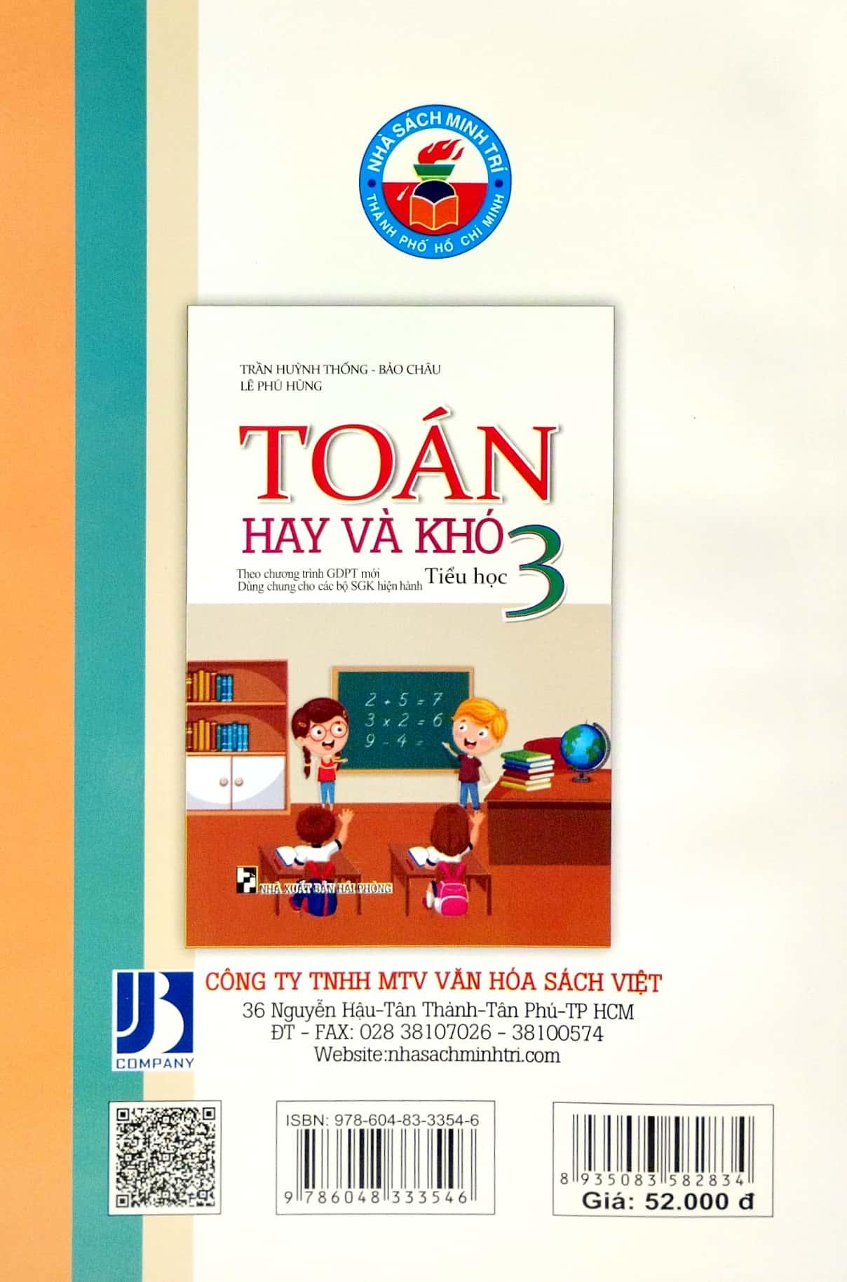 Toán Hay Và Khó Tiểu Học 3 (Biên Soạn Theo Chương Trinh GDPT Mới) (Dùng Chung Cho Các Bộ SGK Hiện Hành)