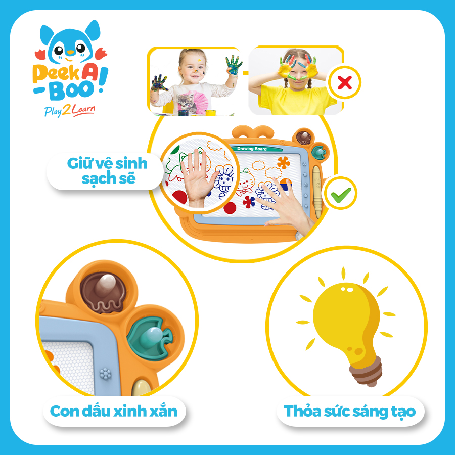 Đồ Chơi PEEK A BOO Bảng Vẽ Nam Châm Cho Bé - Cá Voi Cam Đáng Yêu PAB029