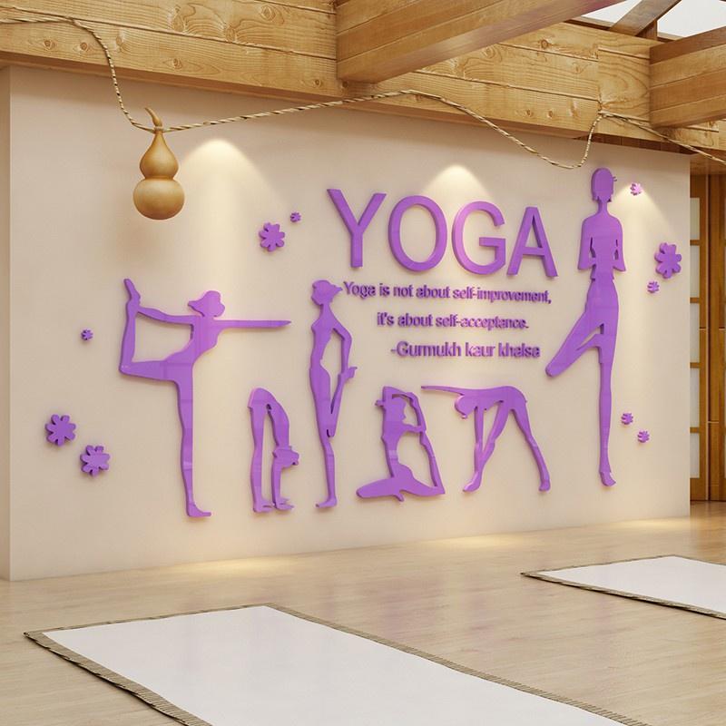 Tranh dán tường mica 3d decor khổ lớn trang trí phòng tập fitness & yoga, phòng thể dục