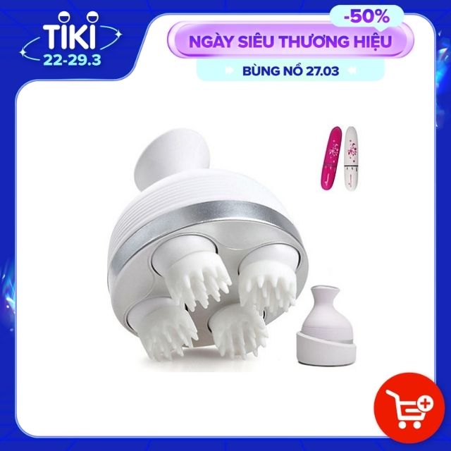 Máy Massage Đầu 3D Đa Năng Cầm Tay Mini 4 Đầu Massage, Đặc biệt phù hợp với đối tượng hay bị rụng tóc, tóc yêu, ít tóc hay gãy rụng - Hàng nhập khẩu - Tặng kèm máy massage cầm tay mini