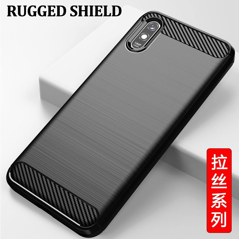 Ốp lưng cho Xiaomi Redmi 9A dẻo Cacbon phay xước chống sốc chống vân tay