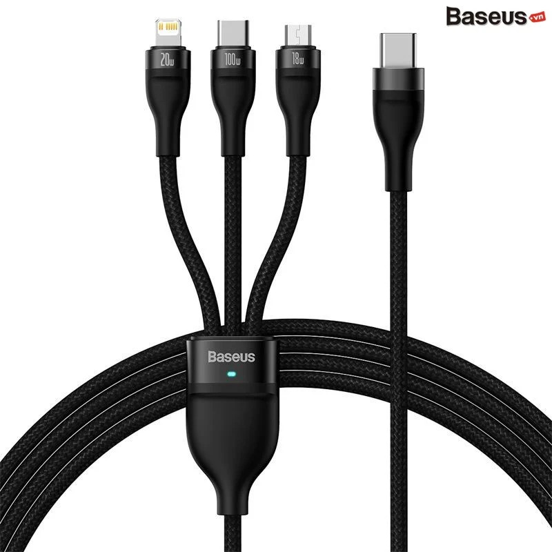 Cáp Sạc Nhanh Đa Năng 3 in 1 Baseus Flash Series Ⅱ One-for-three Fast Charging Cable - hàng chính hãng