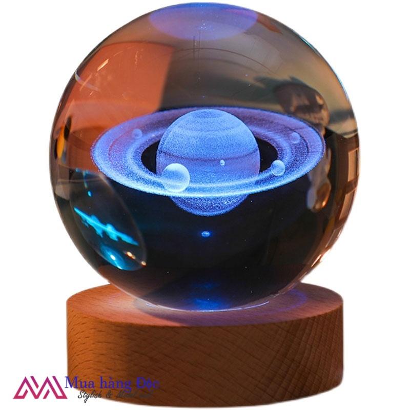 Bộ Quà Tặng Quả Cầu Pha Lê 3D LED Sao Thổ