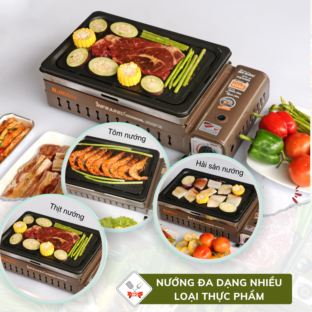 Bếp Nướng Gas Hồng Ngoại NaMilux I Đa Năng, Chống Dính I Bảo Hành 12 Tháng I Hàng Chính Hãng