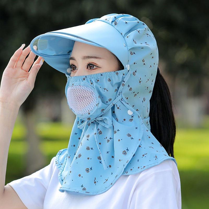Mũ nón nữ chống nắng kèm khẩu trang che mặt, mũ lưỡi trai vành rộng đa năng nữ