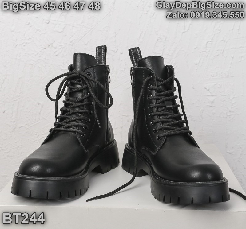 Giày boot (bốt) cổ cao cỡ lớn 45 46 47 48 cho nam cao to chân ú bè. Big size combat boots for wide feet