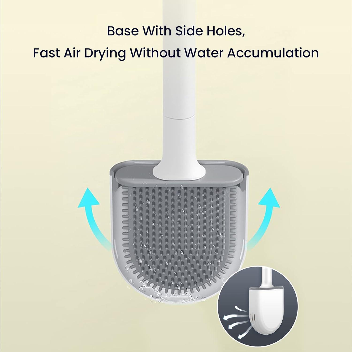 Bàn chải nhà vệ sinh silicon phẳng, bàn chải WC WC, phòng tắm bằng tay dài với bàn chải phòng tắm khô nhanh, bàn chải nhà vệ sinh và hỗ trợ chống rơi