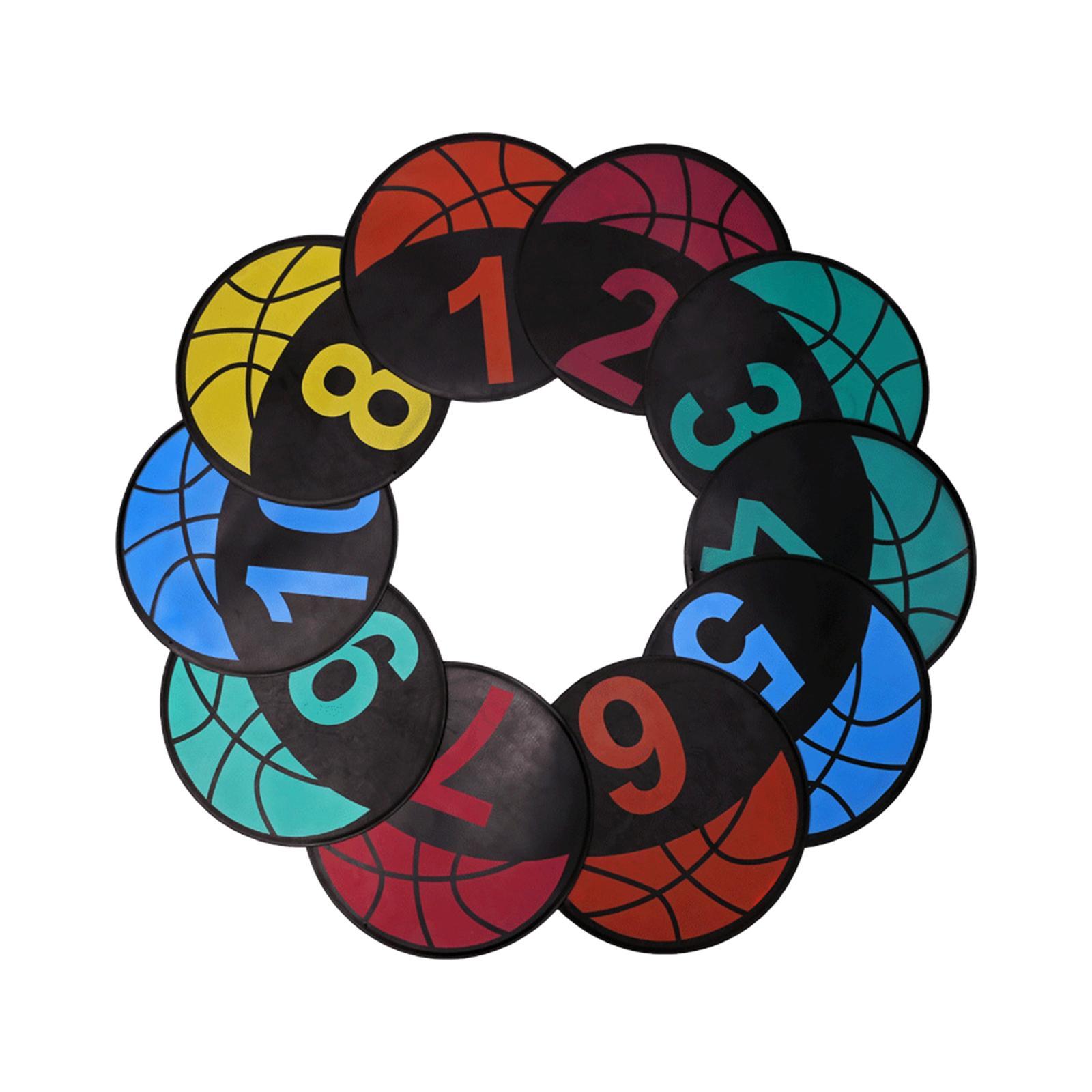 10Pcs Basketball Spot Markers Flat Disc Markers Gym Floor Anti Slip Footstep Mat Skill Training Mat Trainer Aid for Classroom Drills Soccer Sports