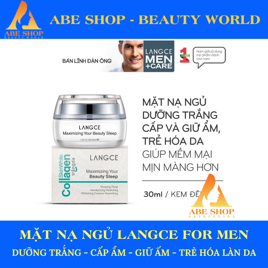 COLLAGEN DƯỠNG TRẮNG BEAUTY SLEEP 7 NGÀY CẤP + KHÓA ẨM 30ml LANGCE dành cho Nam