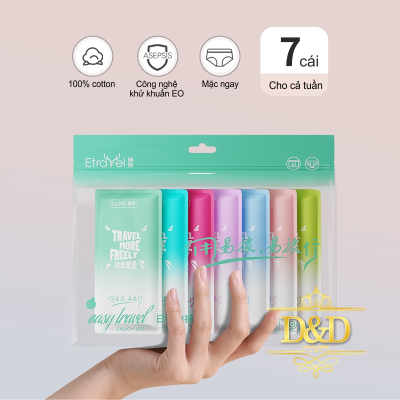 Combo 7 quần lót cotton nữ nhiều màu du lịch dùng 1 lần