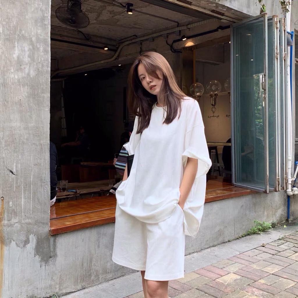 Bộ quần áo thun cộc tay ulzzang tổ ong Set Áo Phông Quần Đùi Dáng Rộng 5 Màu