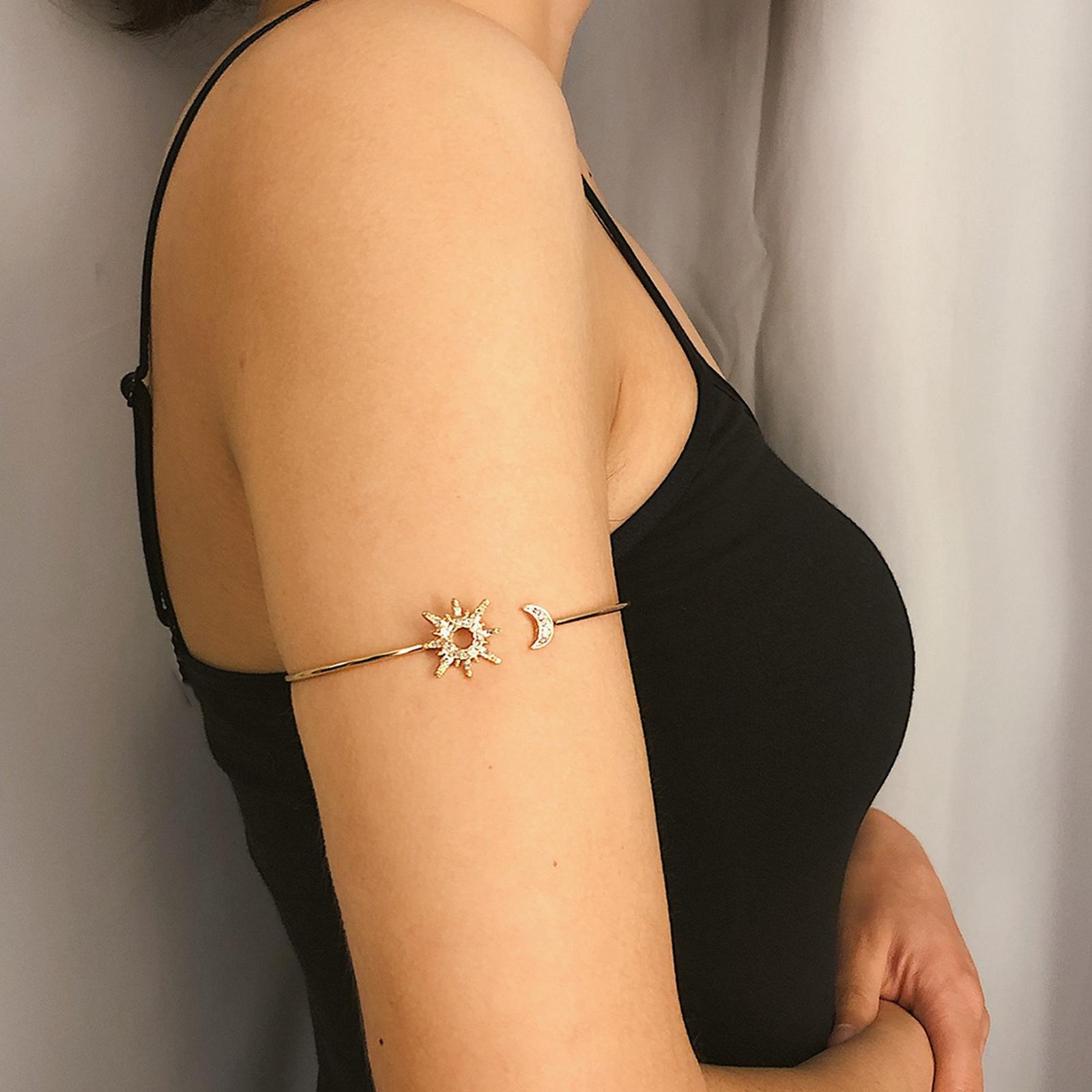 Women Upper Arm Band Armlet Multilayer Bangle Bracelet Jewelry Golden