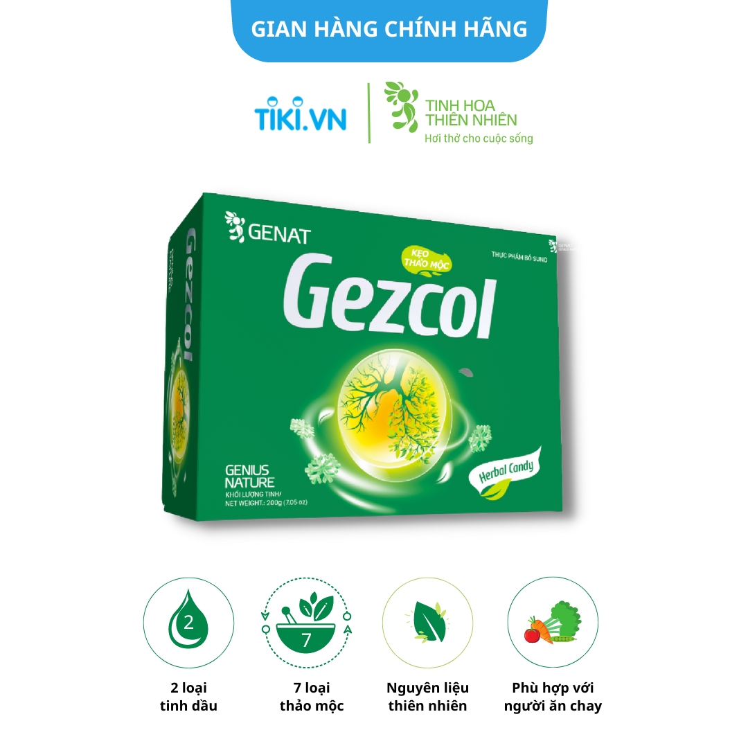 Combo 3 hộp 100 viên - Kẹo thảo mộc Gezcol - Kẹo Genat Gừng - Kẹo ngậm Chanh sả - Genat - Tinh hoa thiên nhiên