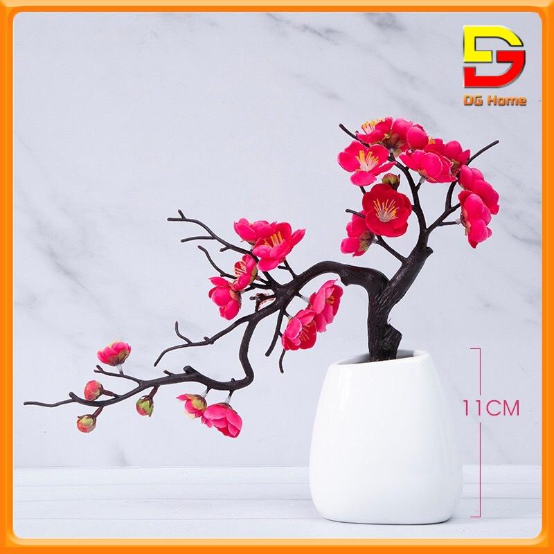 Hoa Giả Lọ Hoa Đào Bonsai Độc Đáo Trang Trí Để Bàn Phòng Khách Kệ Tủ Làm Quà Tặng Ý Nghĩa DH-23