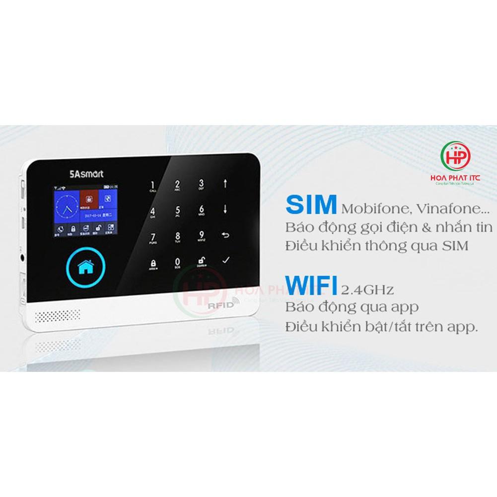Bộ chống trộm trung tâm dùng sim và wifi 5A Smart 5A-F10, Báo trộm qua điện thoại, gọi điện, nhắn tin - Hàng chính hãng