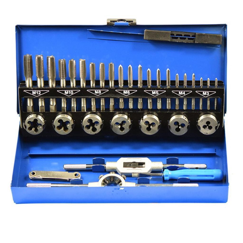 Tap And Die Set HSS Metric Cut Hand Tool Tool Bit Set Engineer Kit W/ Case