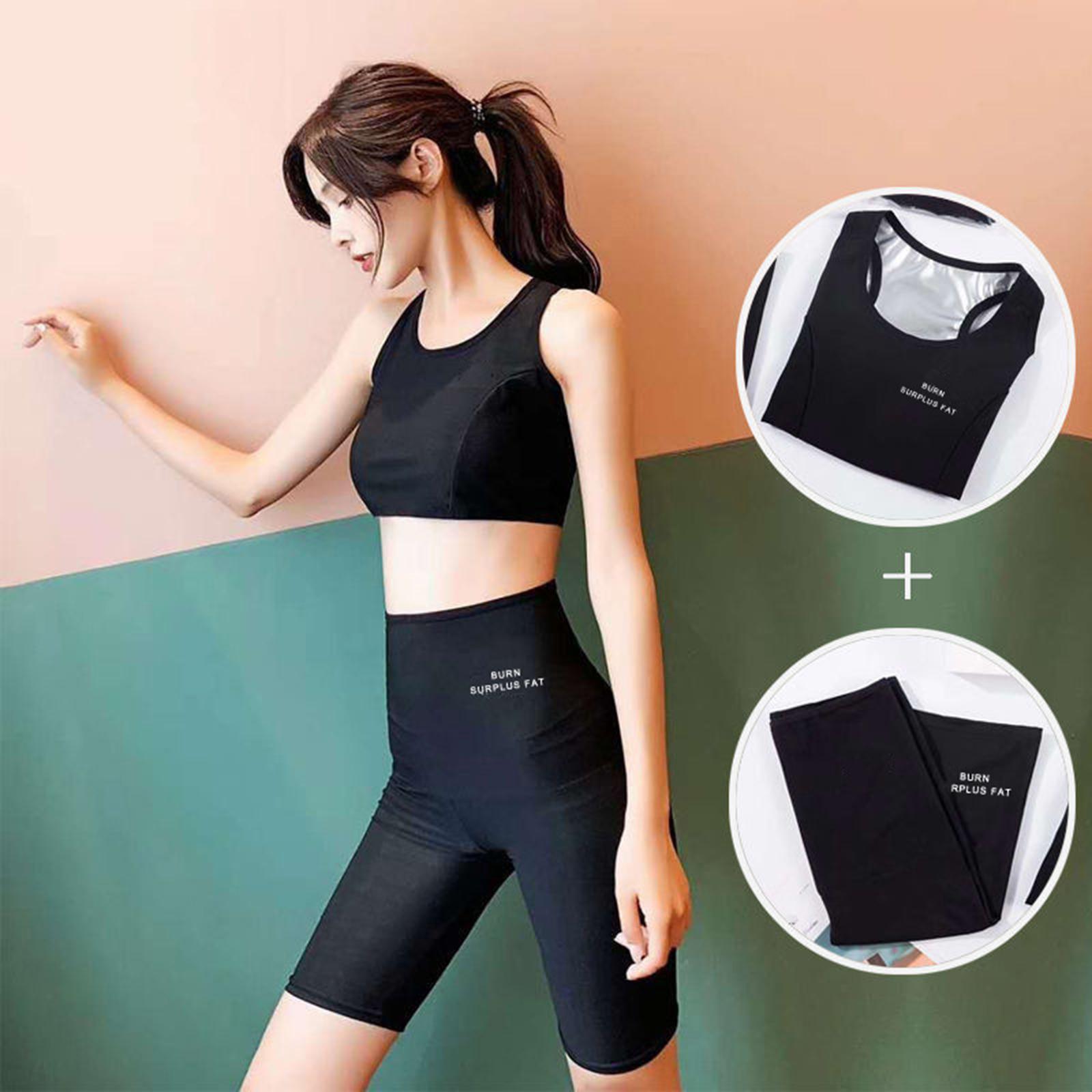 2xWomen Sauna Pants Slimming Loss Weight Sweat Crop Top Fat Burner Shorts XL
