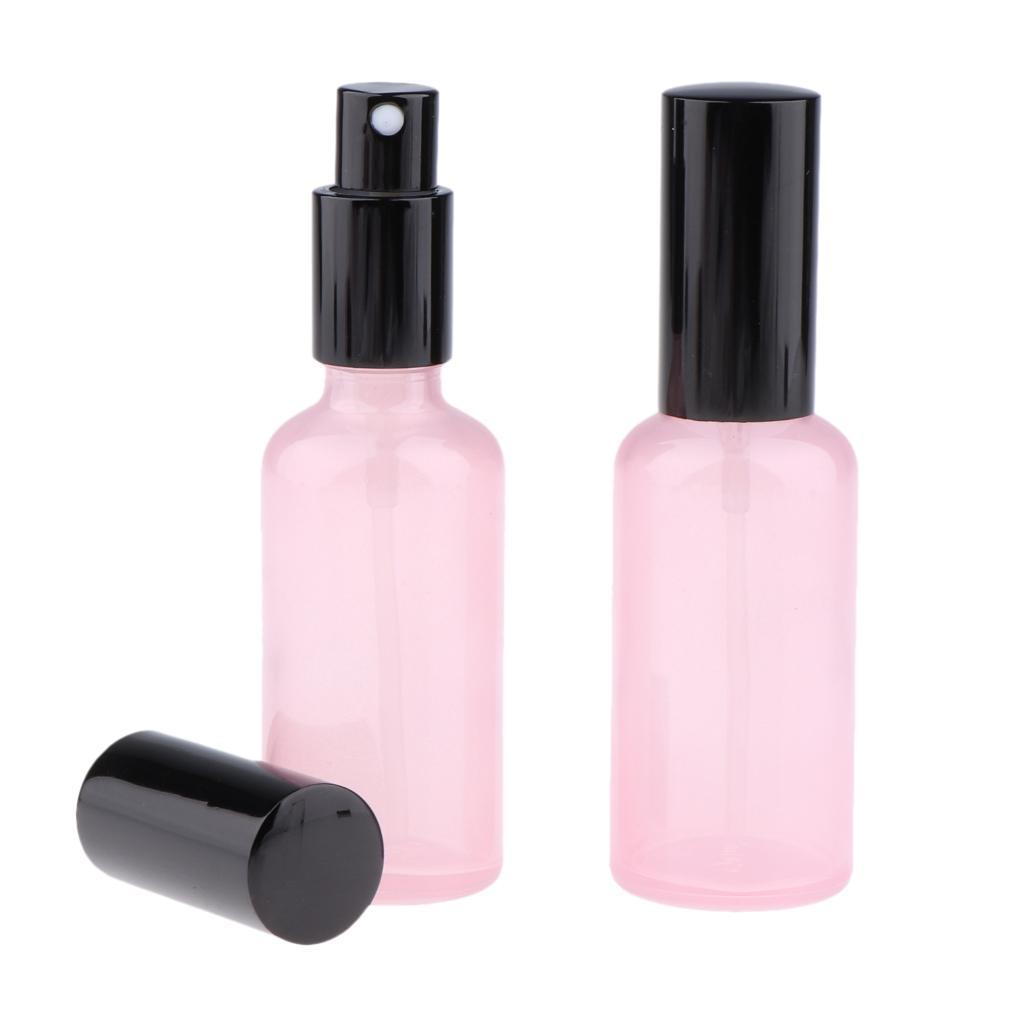 4pcs Pink Empty Glass Pump Spray Bottle Cosmetic Sprayer Container Dispenser