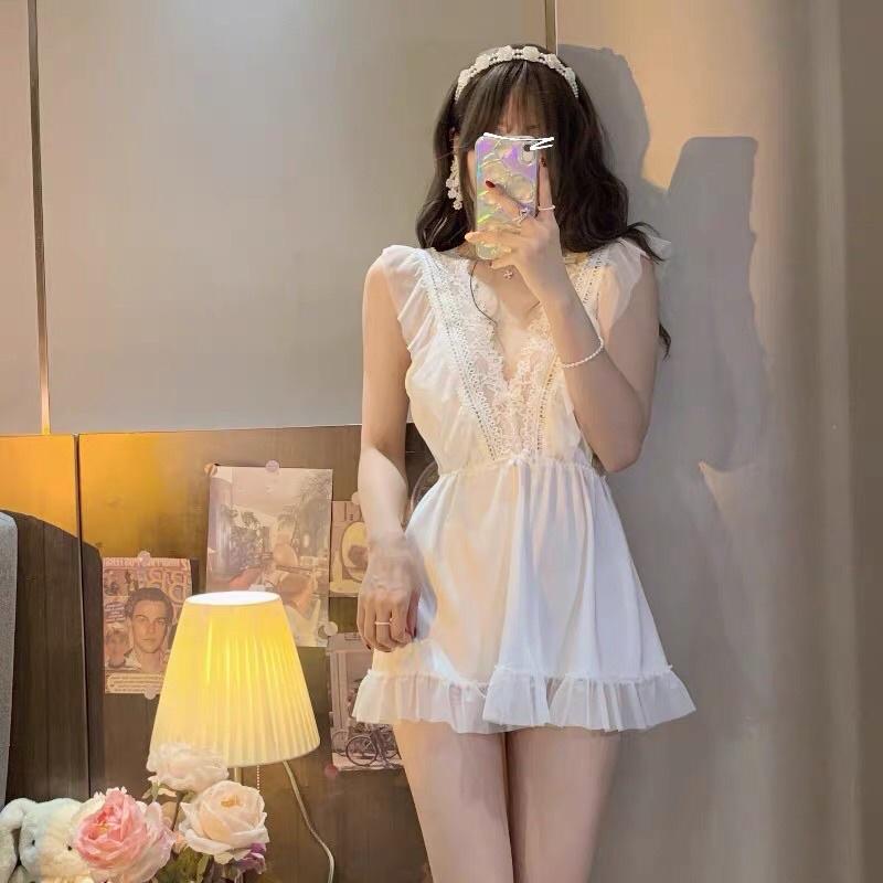 Váy ngủ lụa satin cao cấp phối ren. Giao hỏa tốc HCM