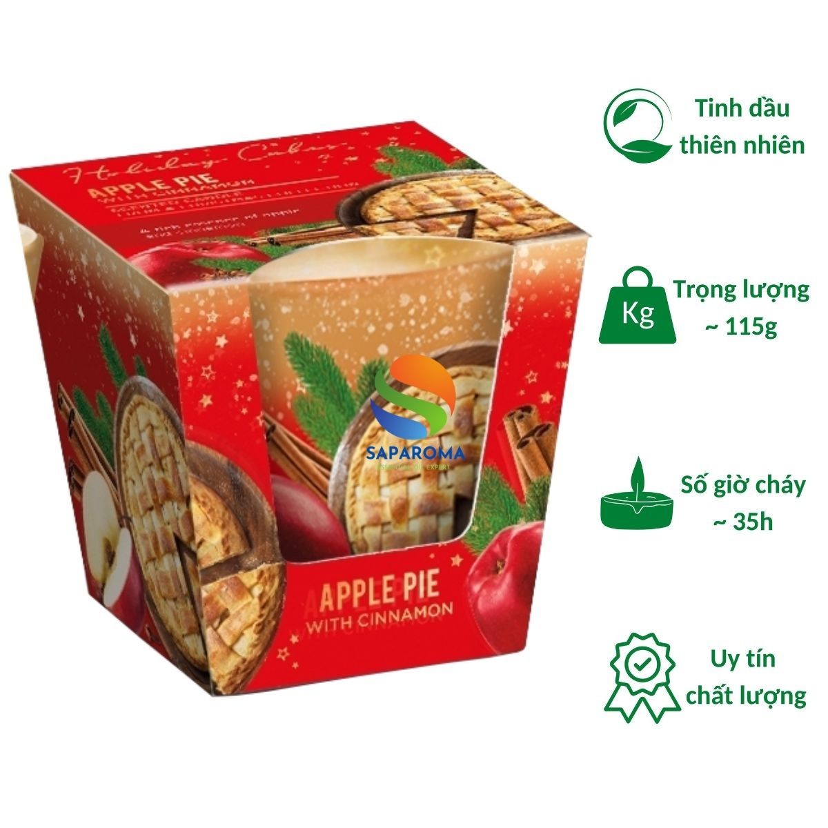 Ly nến thơm tinh dầu Bartek Holiday Cakes 115g QT0042 - bánh cam, táo, trang trí, thơm phòng, thư giãn, hỗ trợ khử mùi (giao mẫu ngẫu nhiên)