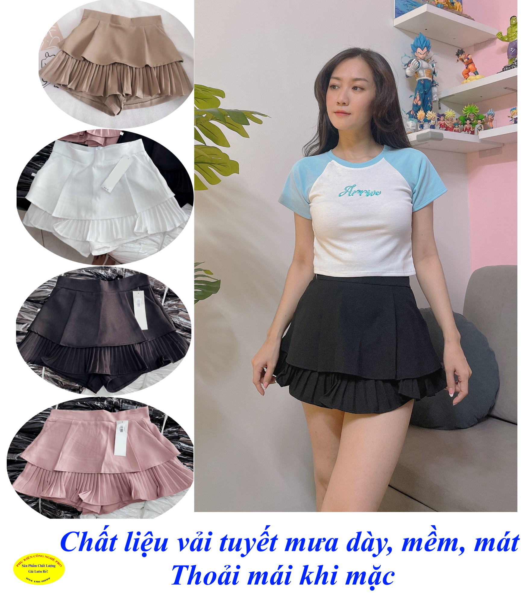 Chân váy nữ 1 tầng siêu dễ thương Chất liệu vải tuyết mưa, mềm, co giãn, dễ chịu khi mặc