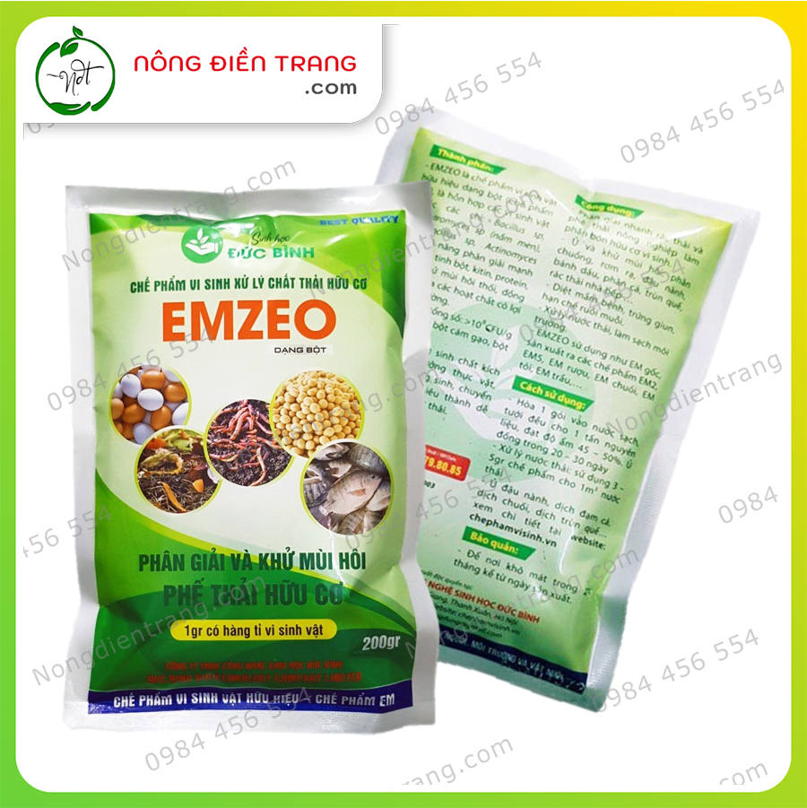 Chế Phẩm Vi Sinh EMZEO - Gói 200g - Ủ Phân Hữu Cơ, Phân Giải Xử Lí Và Khử Mùi Hôi Phế Thải Hữu Cơ VTNN Nông Điền Trang