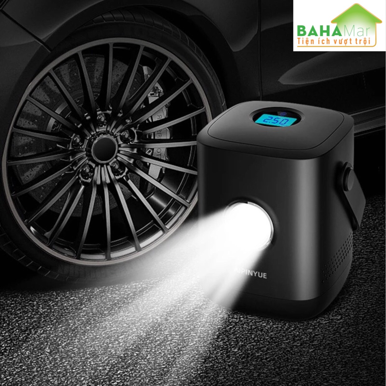 BƠM LỐP Ô TÔ DI ĐỘNG CÓ MÀN HÌNH HIỂN THỊ KỸ THUẬT SỐ - VỪA LÀ ĐÈN LED CHIẾU SÁNG "BAHAMAR"
