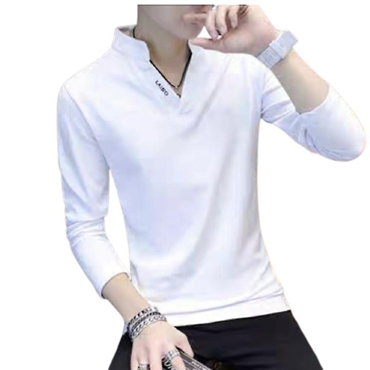 Áo thun nam tay dài hàn quốc cổ V chất thun cotton cá sấu co giãn