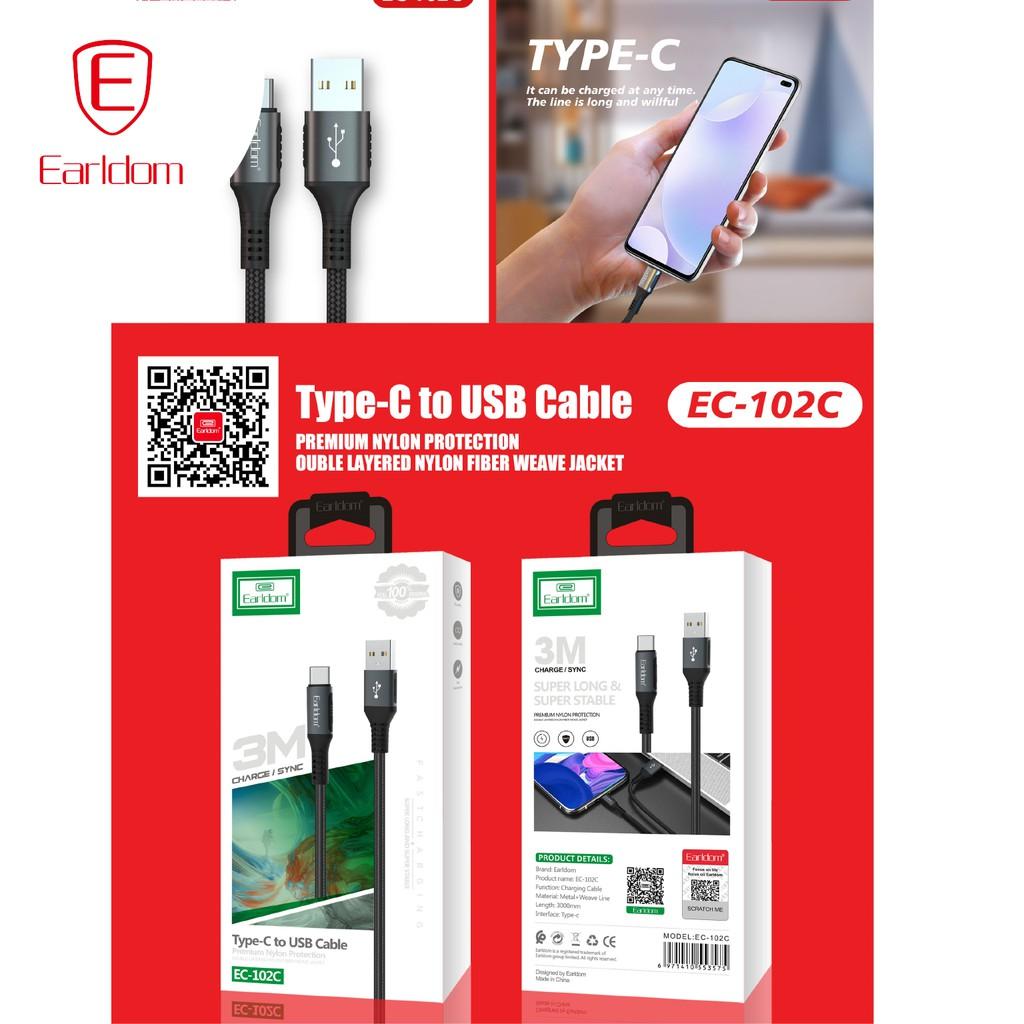 Cáp sạc bọc dù Earldom EC – 102 hỗ trợ sạc nhanh 2.5A - Hàng chính hãng