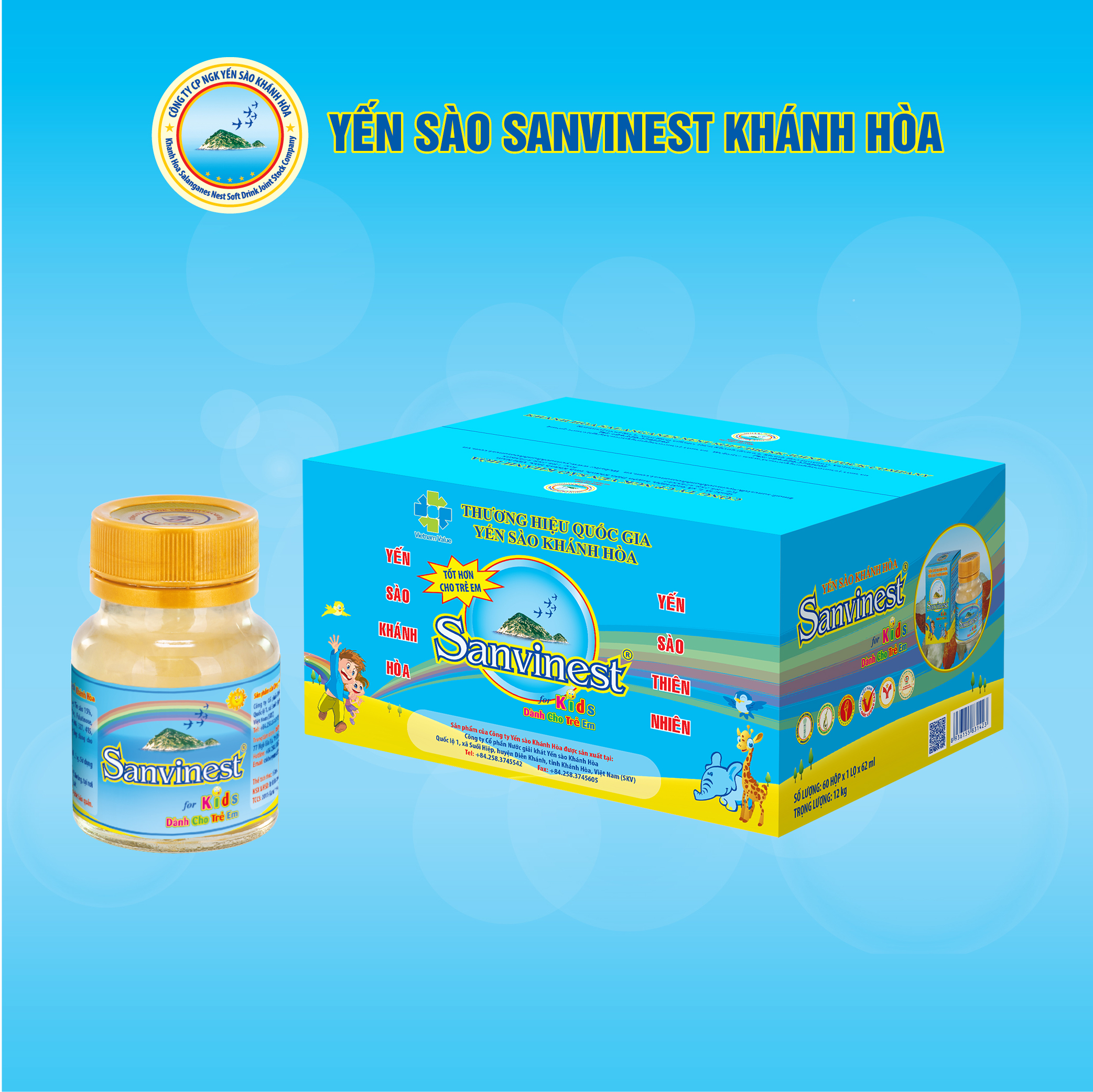 [Thùng 60 lọ] Nước Yến sào Sanvinest Khánh Hòa dành cho trẻ em đóng lọ 62ml - 2011