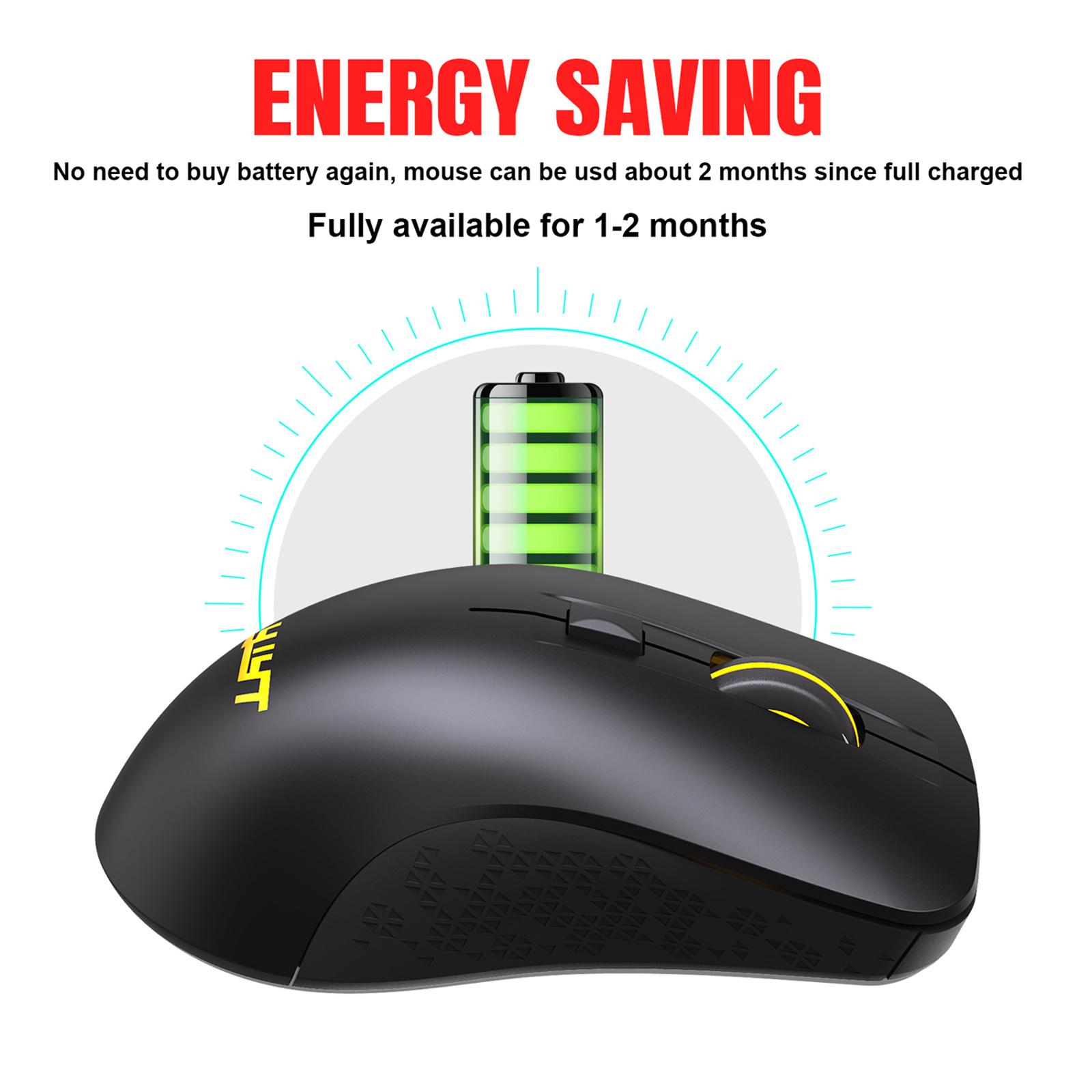 Dual Modes Bluetooth Mouse with USB Receiver for Laptop PC 500mAh Portable Black